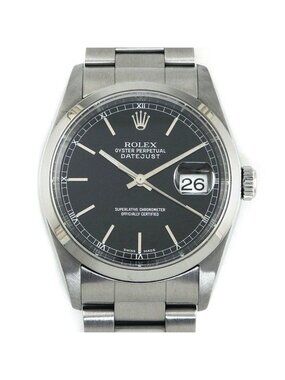 Rolex Watch Datejust No Black Dial Date SS Automatic Winding